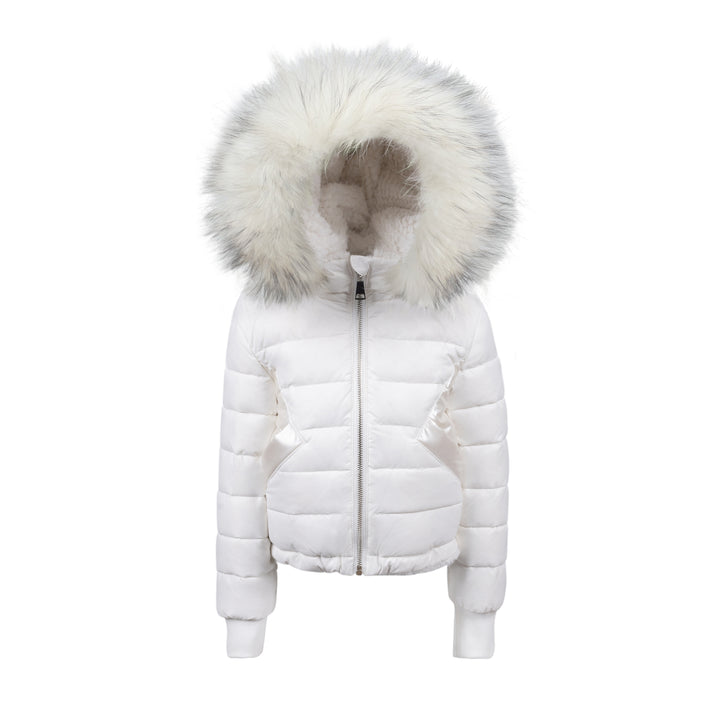 MJ202-Baby Reversible Rabbit Fur Coat-White