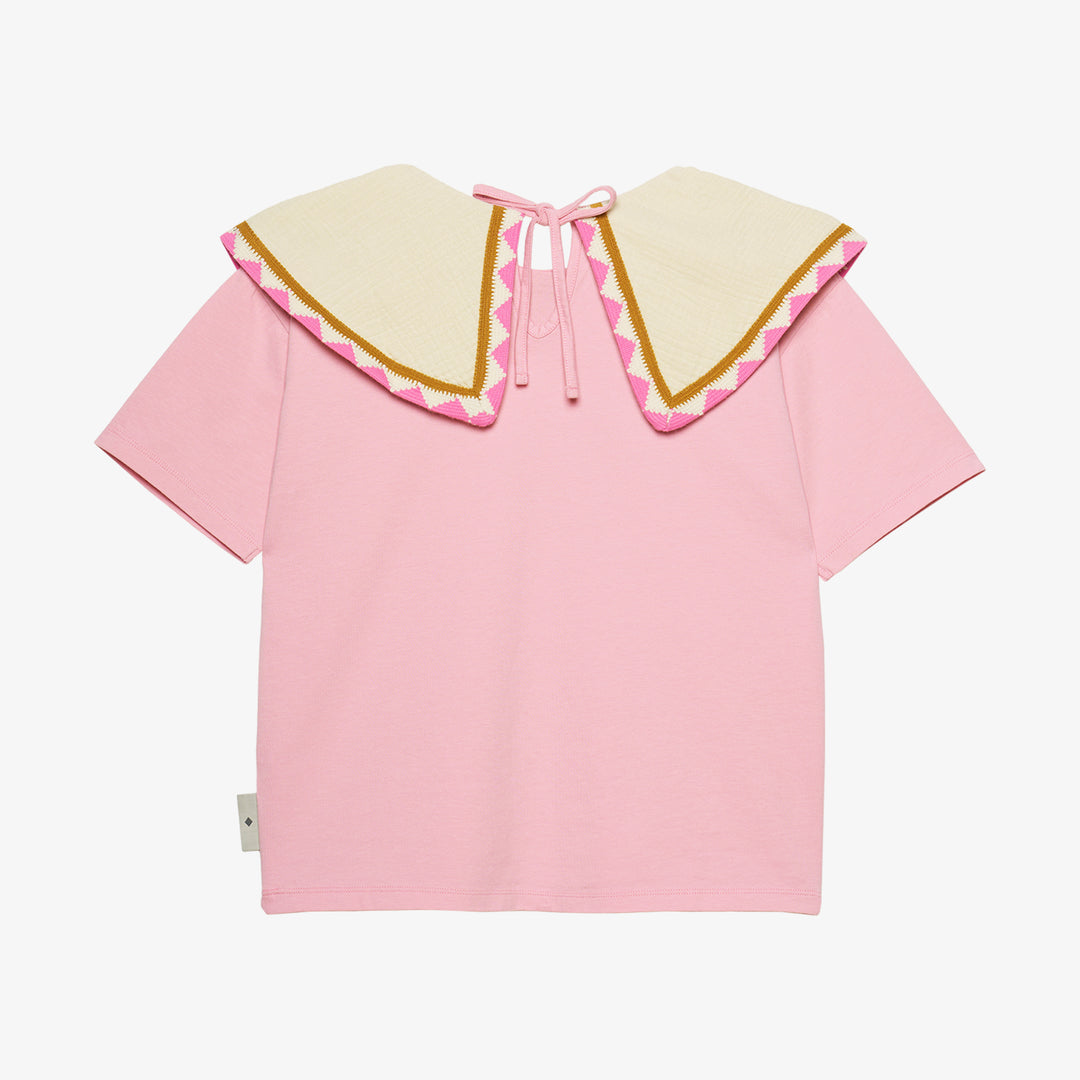 BARBARA STATEMENT COLLAR TOP-COTTON PINK