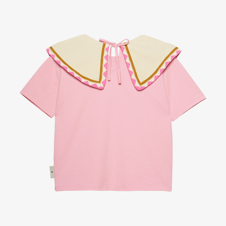 BARBARA STATEMENT COLLAR TOP-COTTON PINK