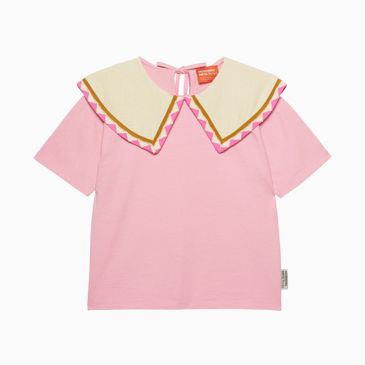 BARBARA STATEMENT COLLAR TOP-COTTON PINK