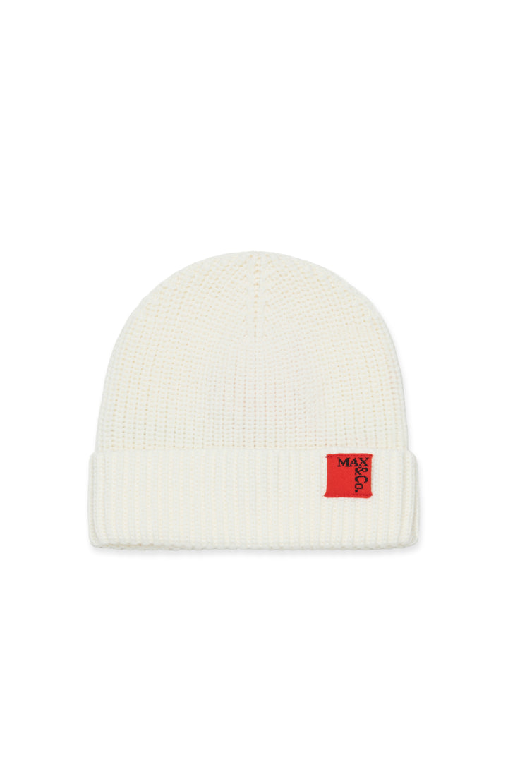 FW26 MX0242 IVORY MX048 KNIT BEANIE WITH RED LABEL