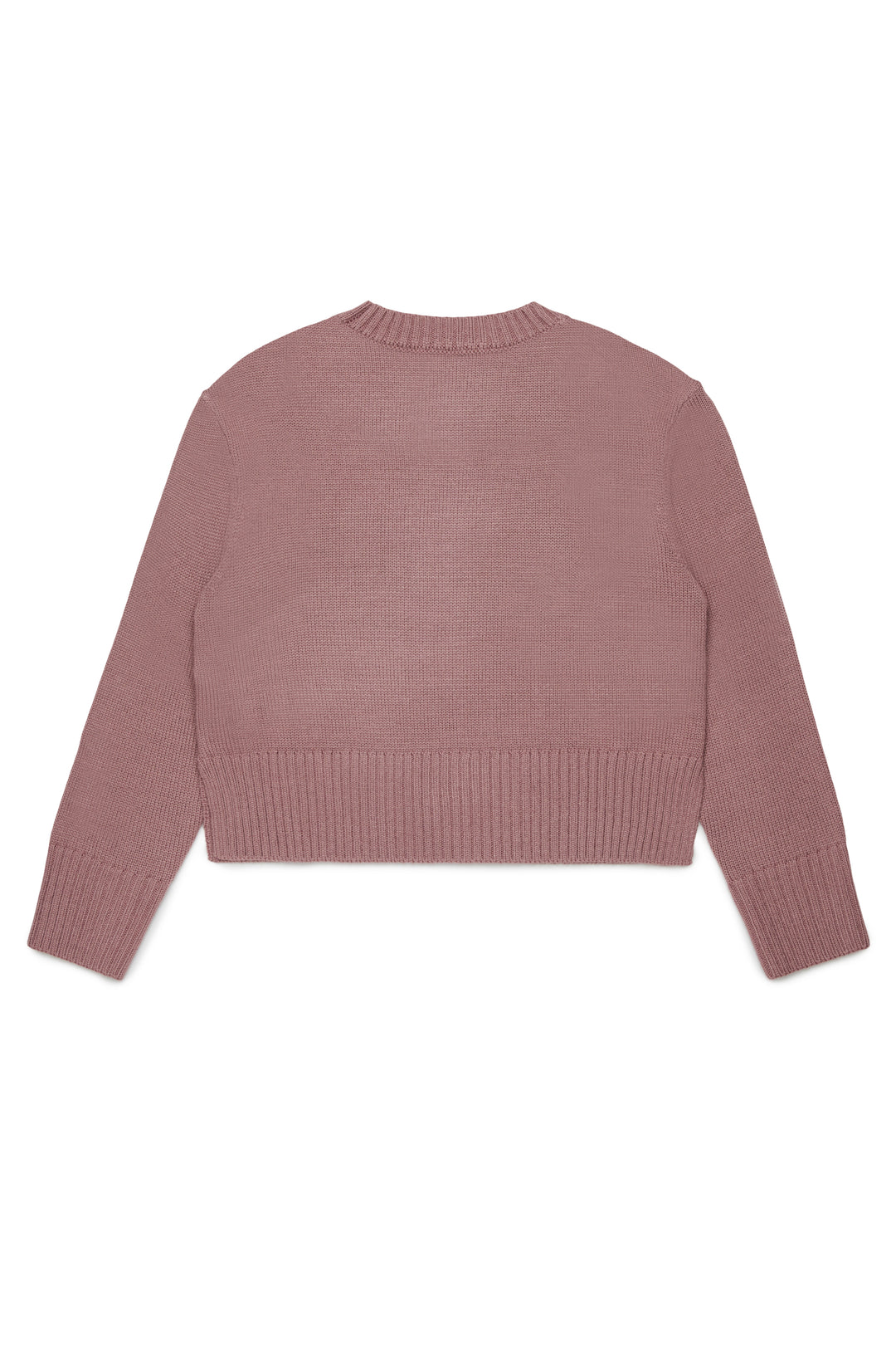 FW26 MX0251 MAUVE KNIT SWEATER WITH LOGO AROUND NECK