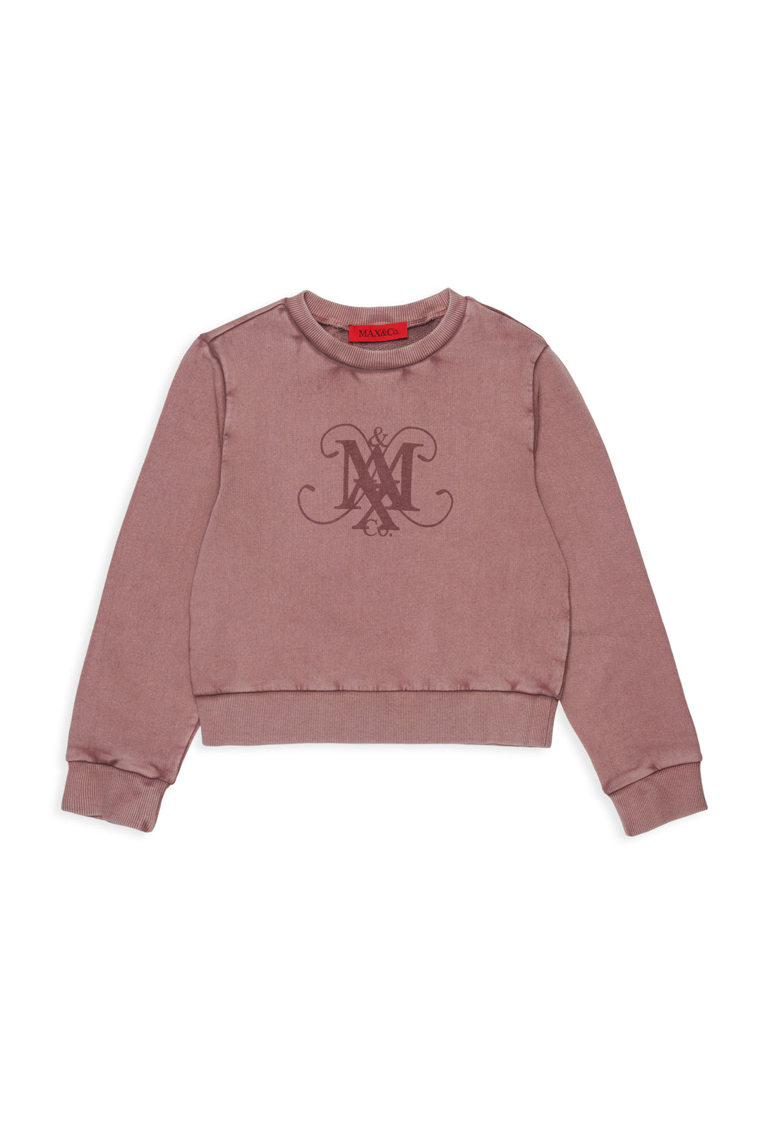 MX0358 MX01X MAUVE ACID WASHED SWEATSHIRT WITH MONOGRAM LOGO