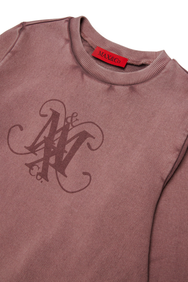 MX0358 MX01X MAUVE ACID WASHED SWEATSHIRT WITH MONOGRAM LOGO