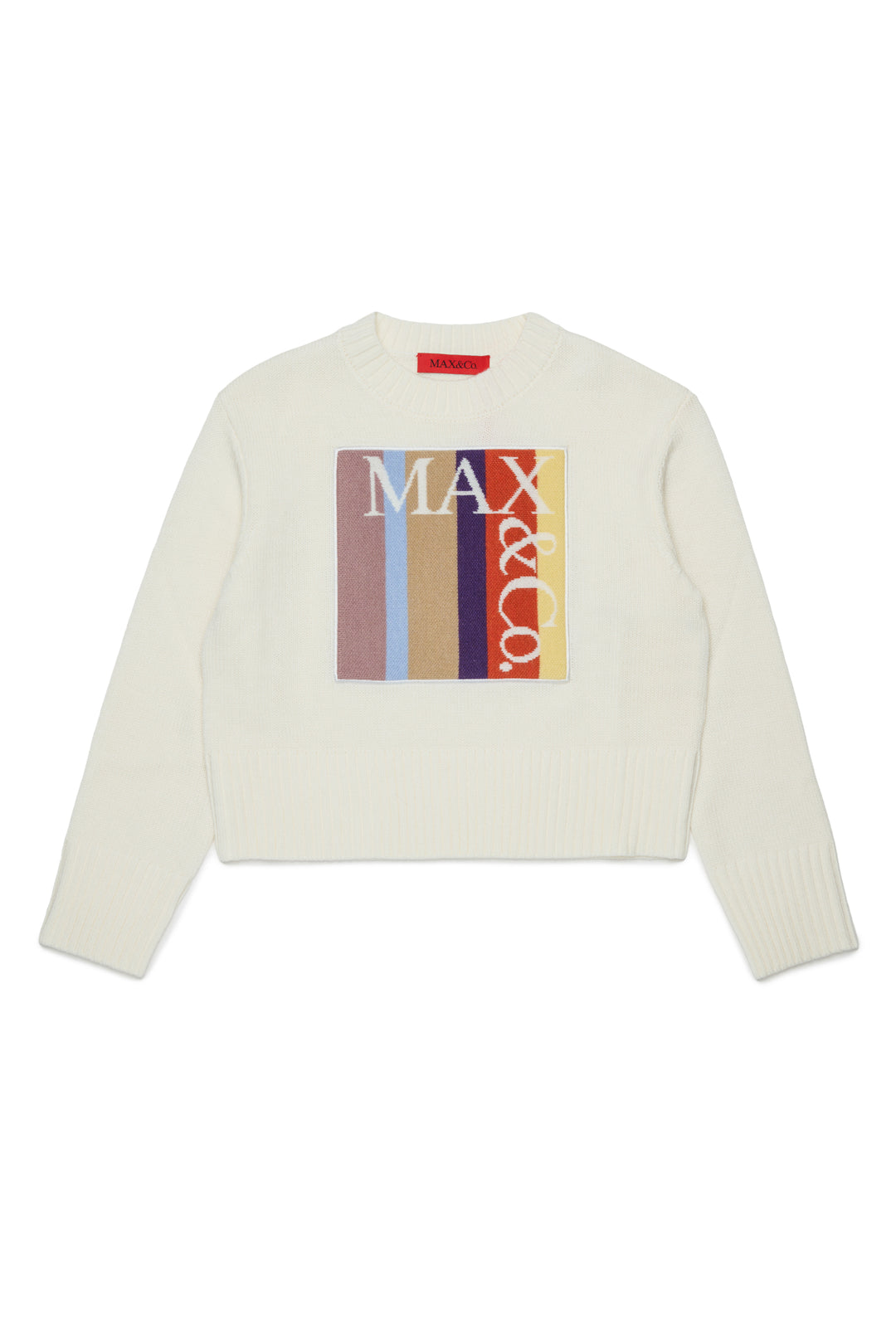 MX0404 MX043 IVORY KNIT SWEATER WITH MULTICO SQUARE LOGO
