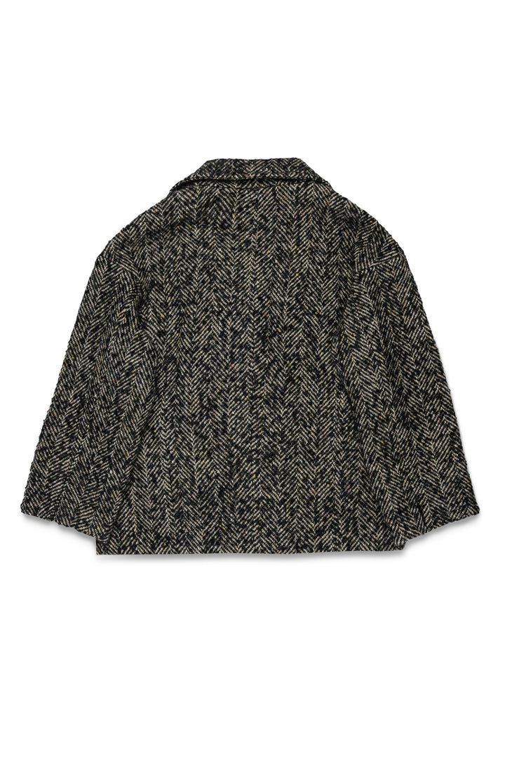 MX0440 MX02N BLACK MAXJ35CF HERRINGBONE SHORT COAT