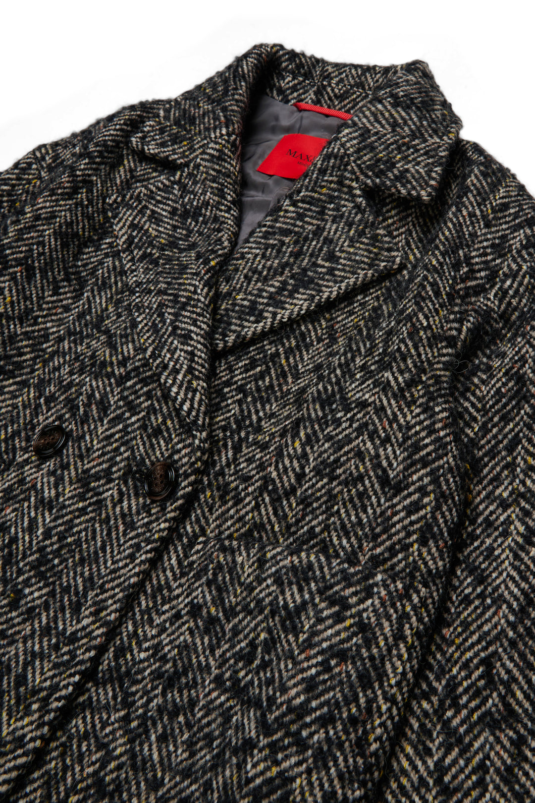 MX0440 MX02N BLACK MAXJ35CF HERRINGBONE SHORT COAT