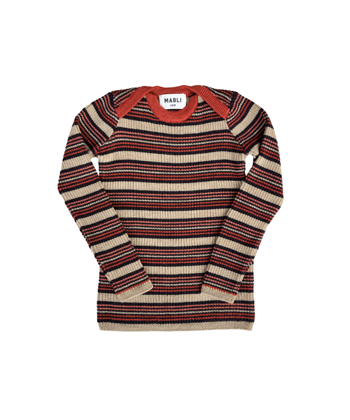 MAB006S - SYLFAEN SKINNY RIB - RBS WOOL RUBY STRIPE/A