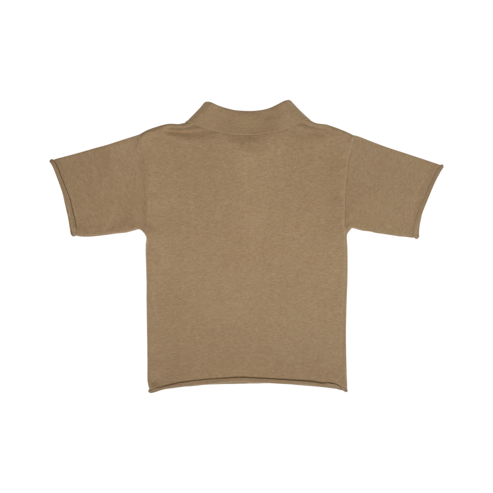 MACKAY KNITTED CASHMERE POLO-Taupe