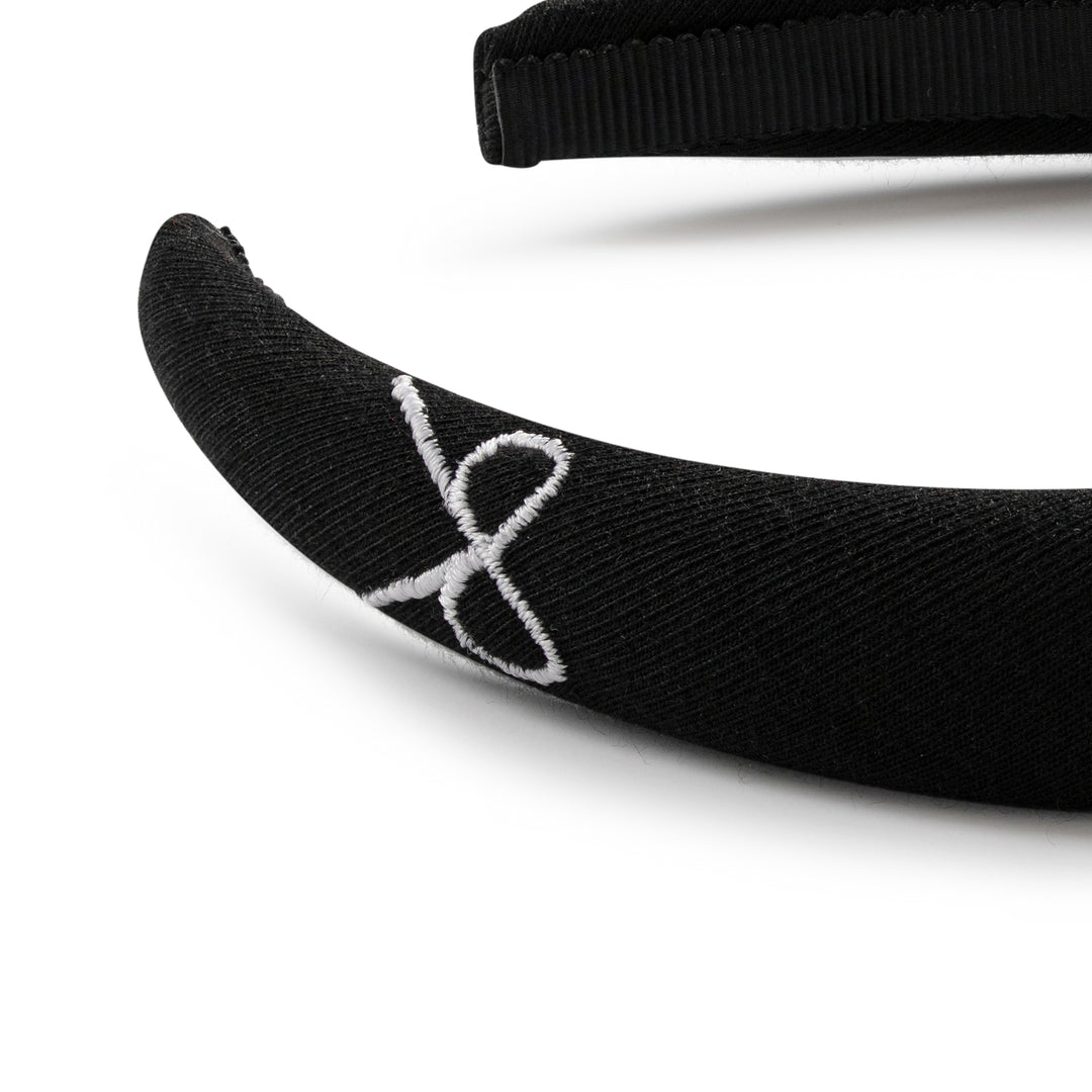 Marshmallow signature bow logo padded headband black