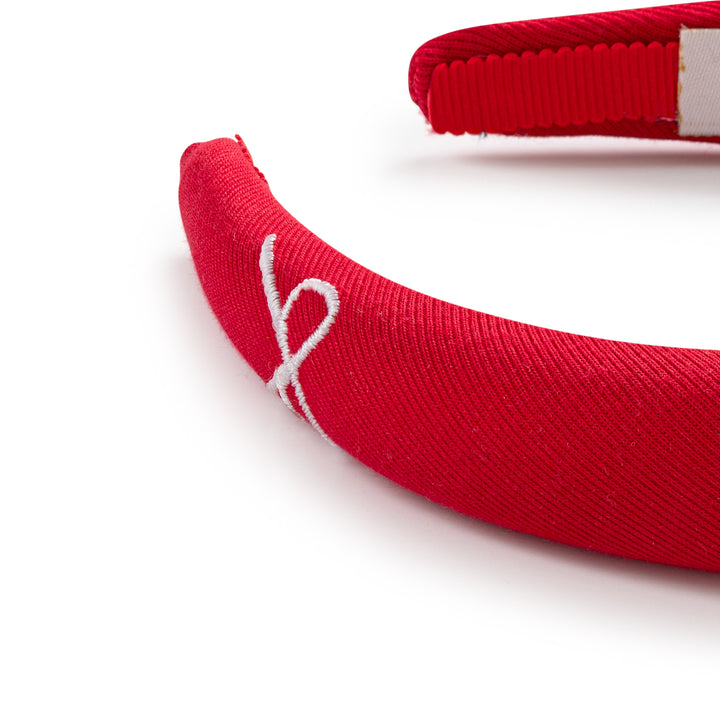 Marshmallow signature bow logo padded headband red