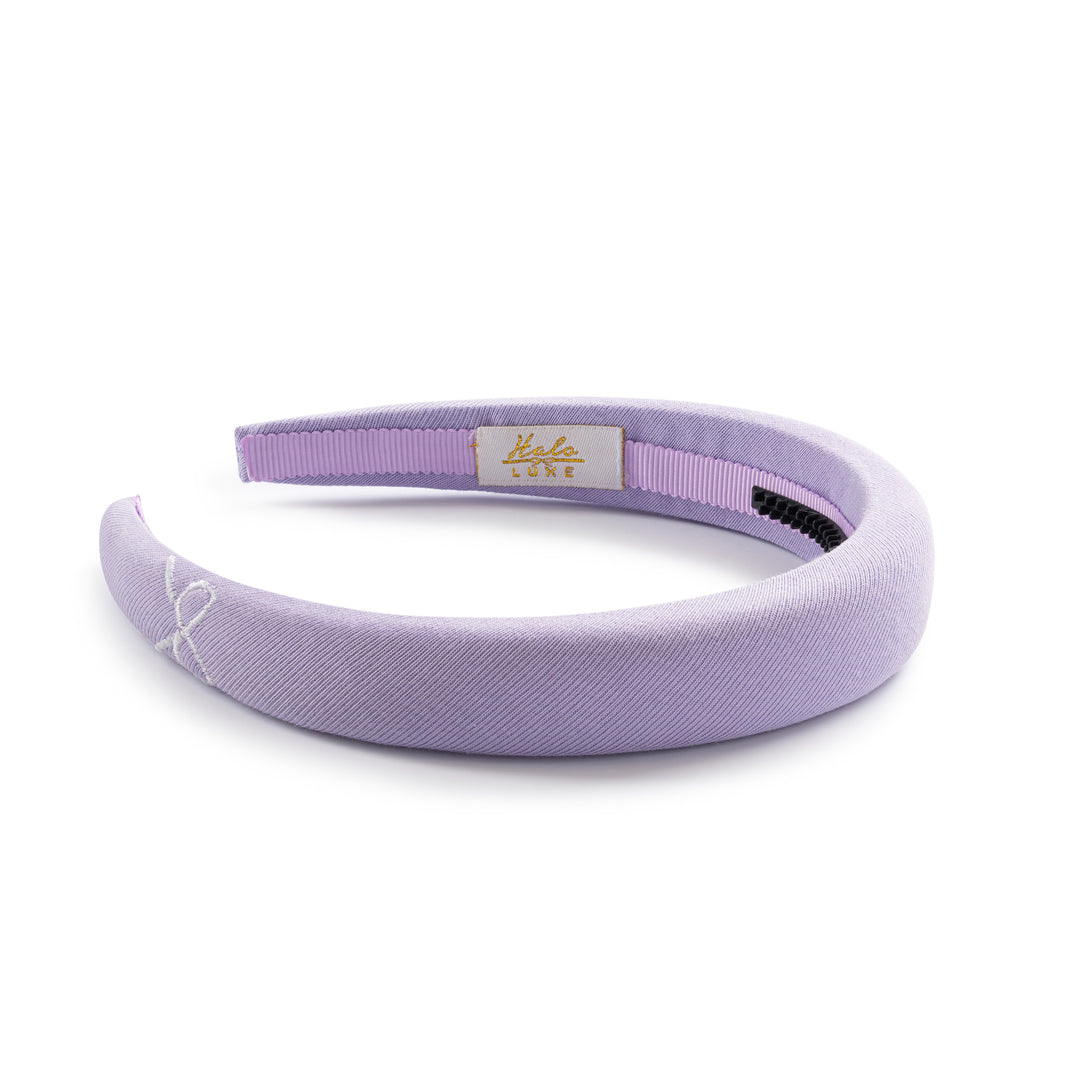 Marshmallow signature bow logo padded headband lavender