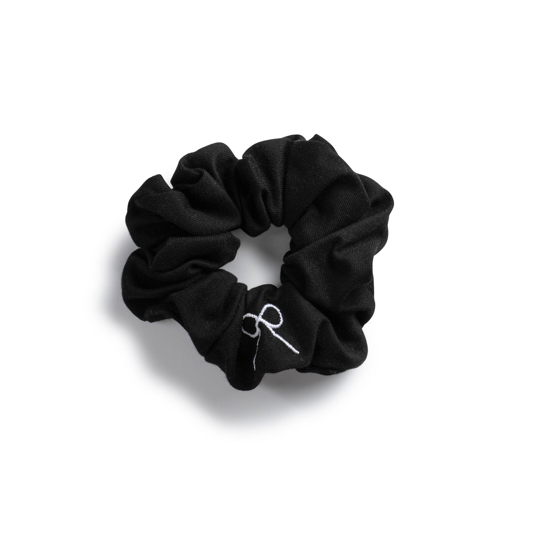 Marshmallow signature bow logo scrunchie  black