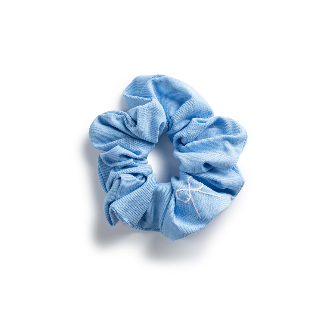 Marshmallow signature bow logo scrunchie  powder blue