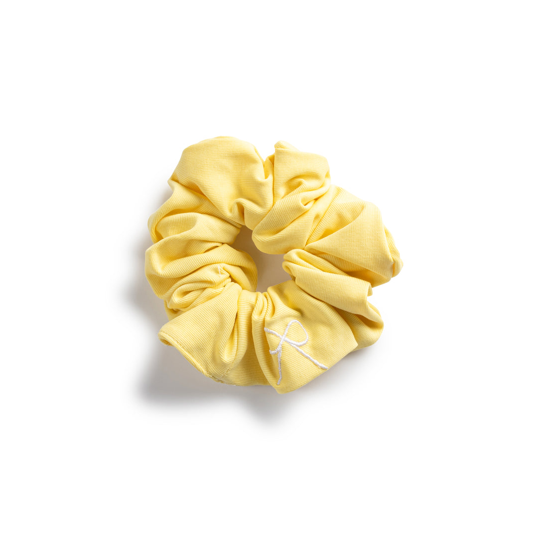 Marshmallow signature bow logo scrunchie  lemon