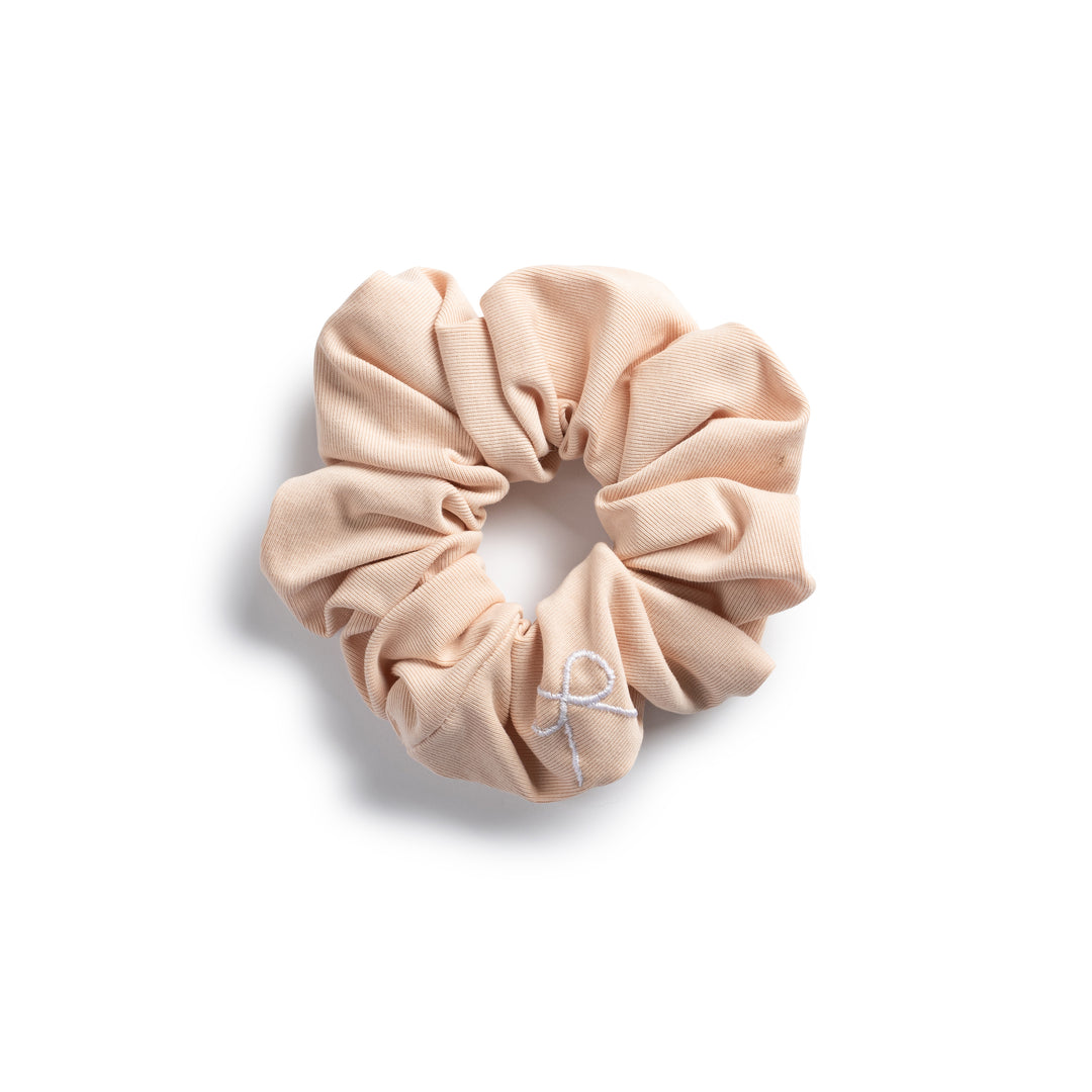Marshmallow signature bow logo scrunchie  nude