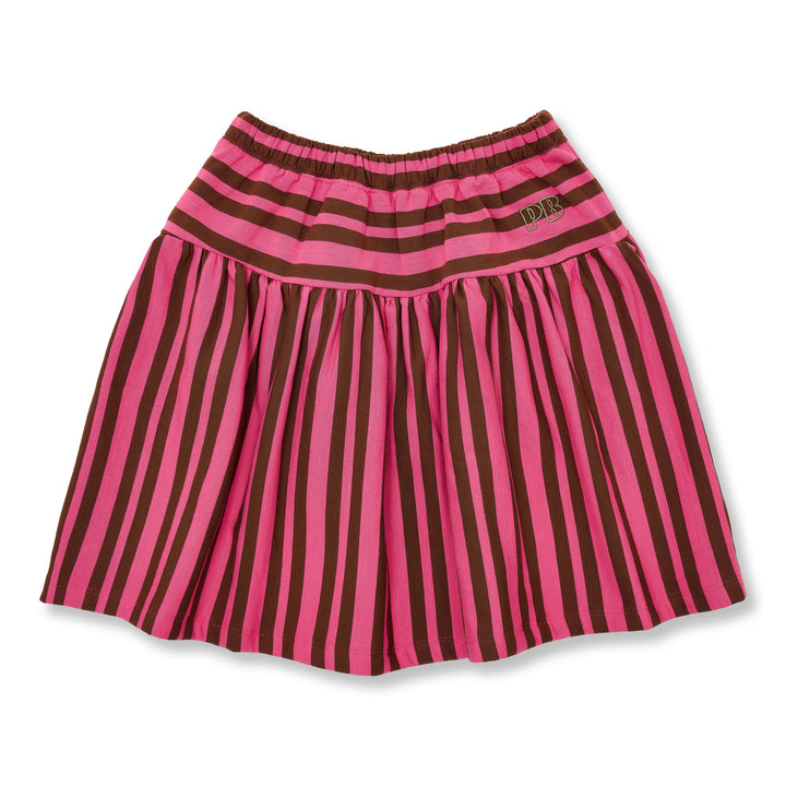 506 Midi Ruffle Skirt - Stripe Pink/Brown