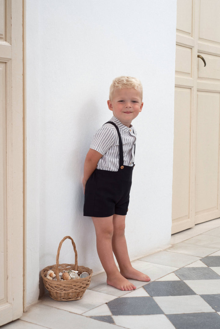 Mod 10.4 Navy blue linen panelled Dungarees