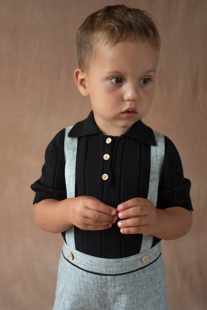 MOD.11.2 BLACK FLECK SHORTS WITH STRAPS