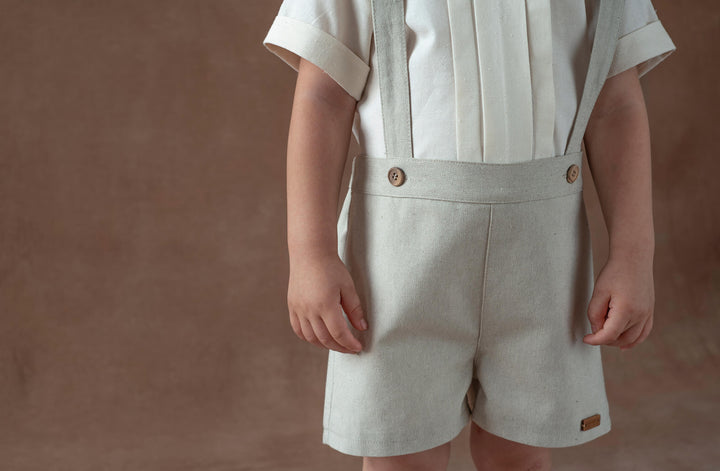 MOD.11.3 SAND OXFORD SHORTS WITH STRAPS