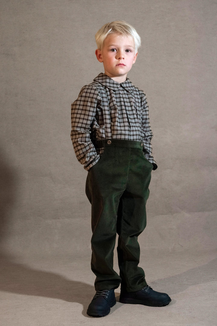 MOD.11.3 MOSS GREEN VELVET TROUSERS WITH STRAPS W VELVET STRAPS