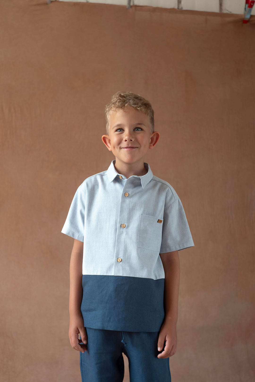 MOD.22.4 BLUE SHIRT WITH COLLAR