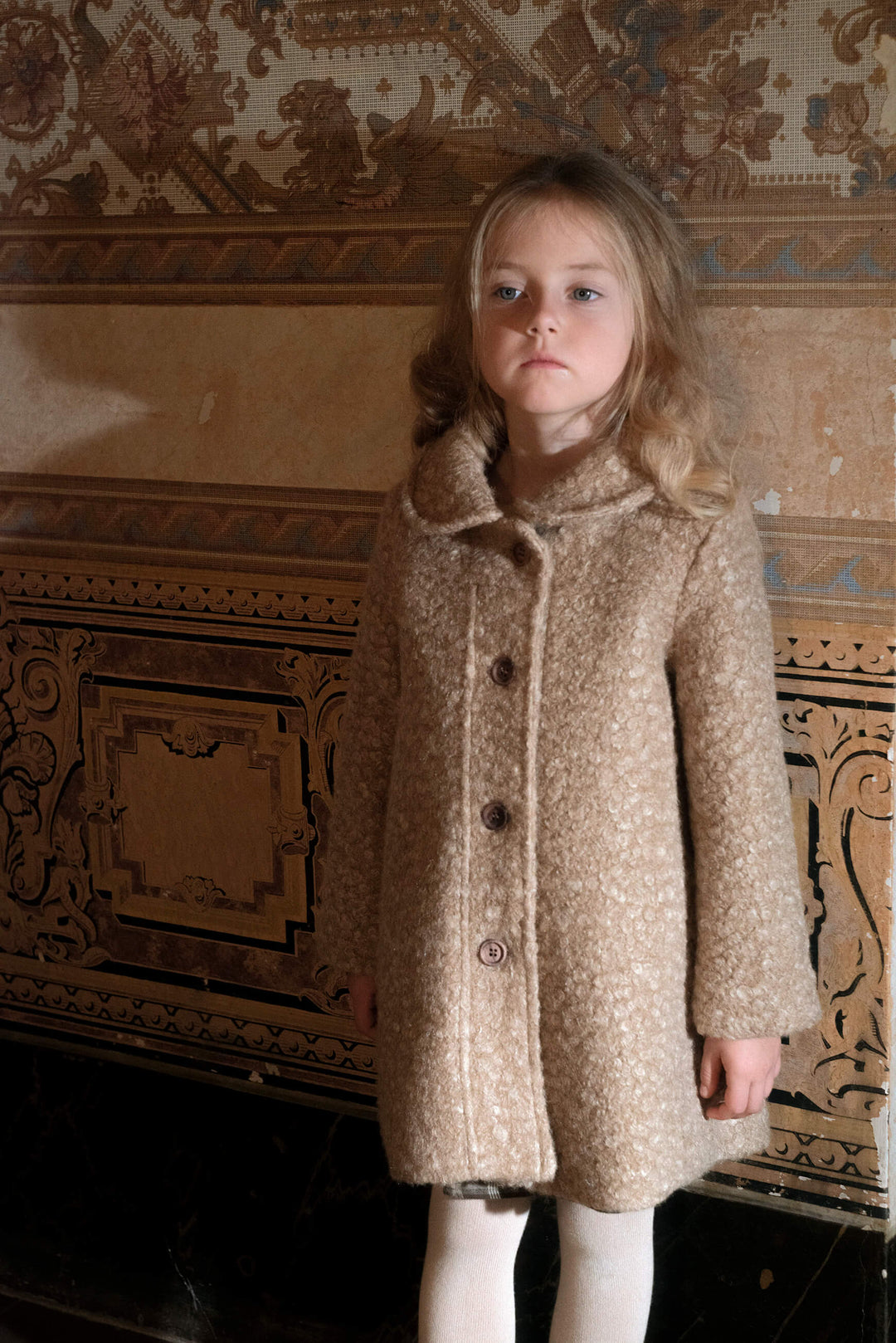 MOD.61.3 CAMEL FAUX FUR COAT WITH YOKE