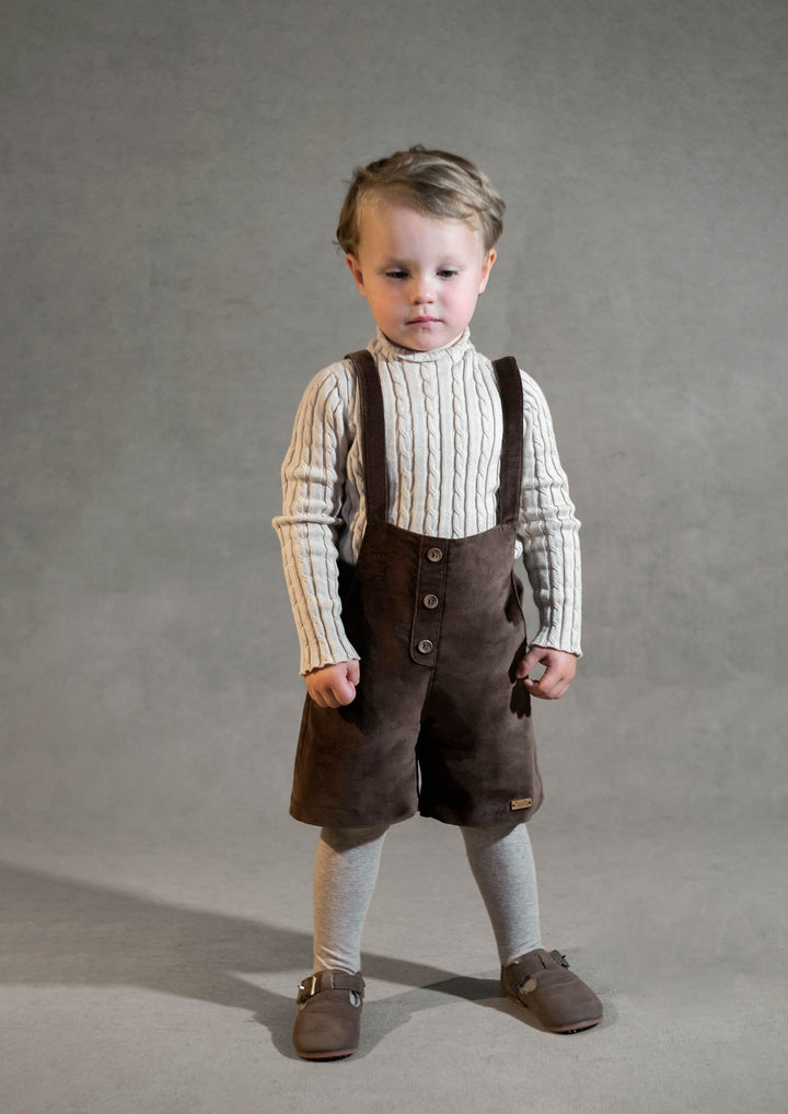 MOD.7.3 BROWN VELVET DUNGAREES WITH CROSSOVER STRAPS AND POCKETS