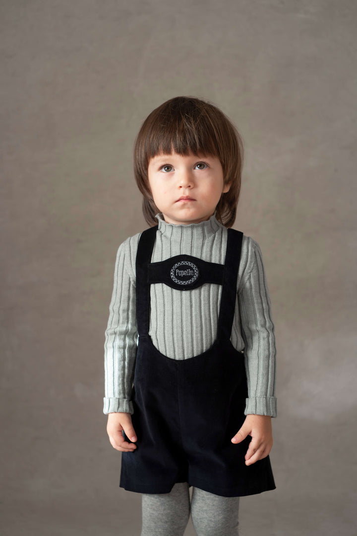 Mod.9.2 Black velvet short dungarees with embroidery appliqué