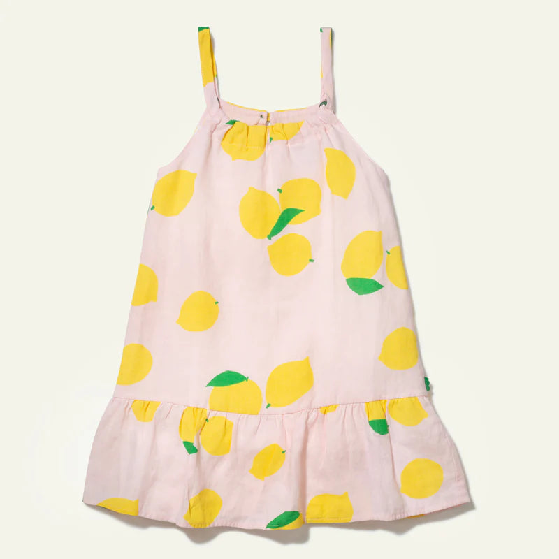 LINEN LEMONS STRAPPY DRESS-Pinkesque/Lemon-Pinkesque/Lemon