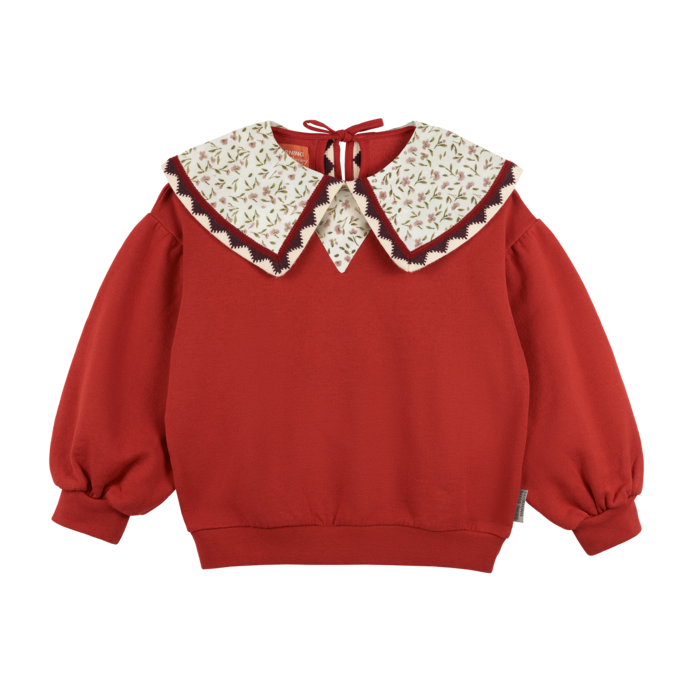 MMT ADELE DEEP RED ADELE STATEMENT COLLAR SWEATSHIRT