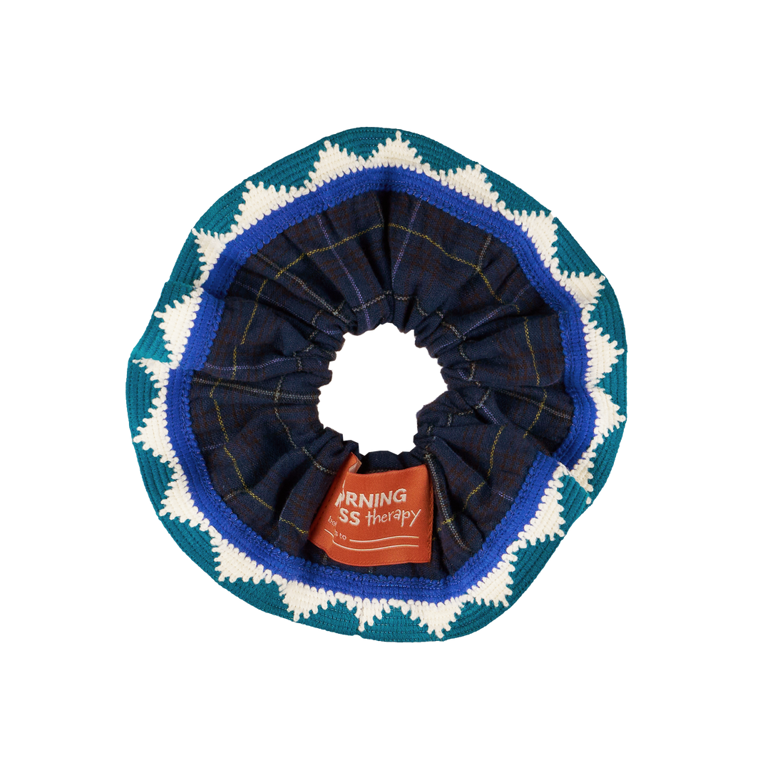 MMT ELISA MIDNGHT BLU CHEC ELISA SCRUNCHIE ORGANIC COTTON