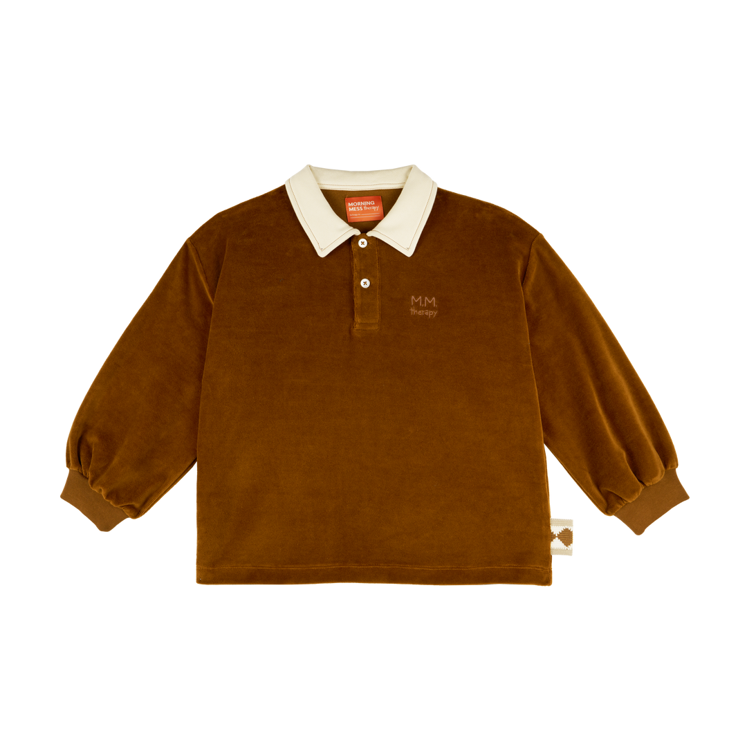 MMT FRANZ CARAMEL VELVET FRANZ POLO SWEATSHIRT STRAIGHT FIT