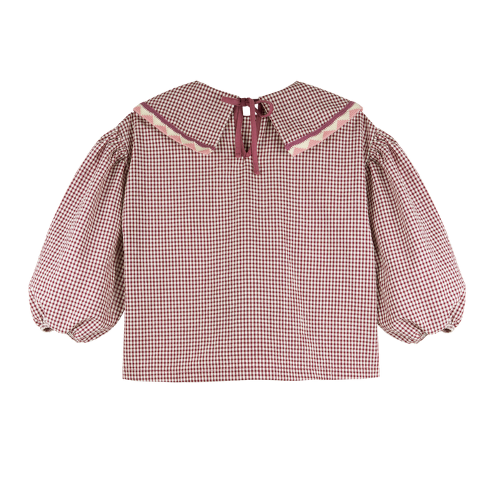 MMT PETRA PETRA PETRA STATEMENT COLLAR BLOUSE GINGHAM