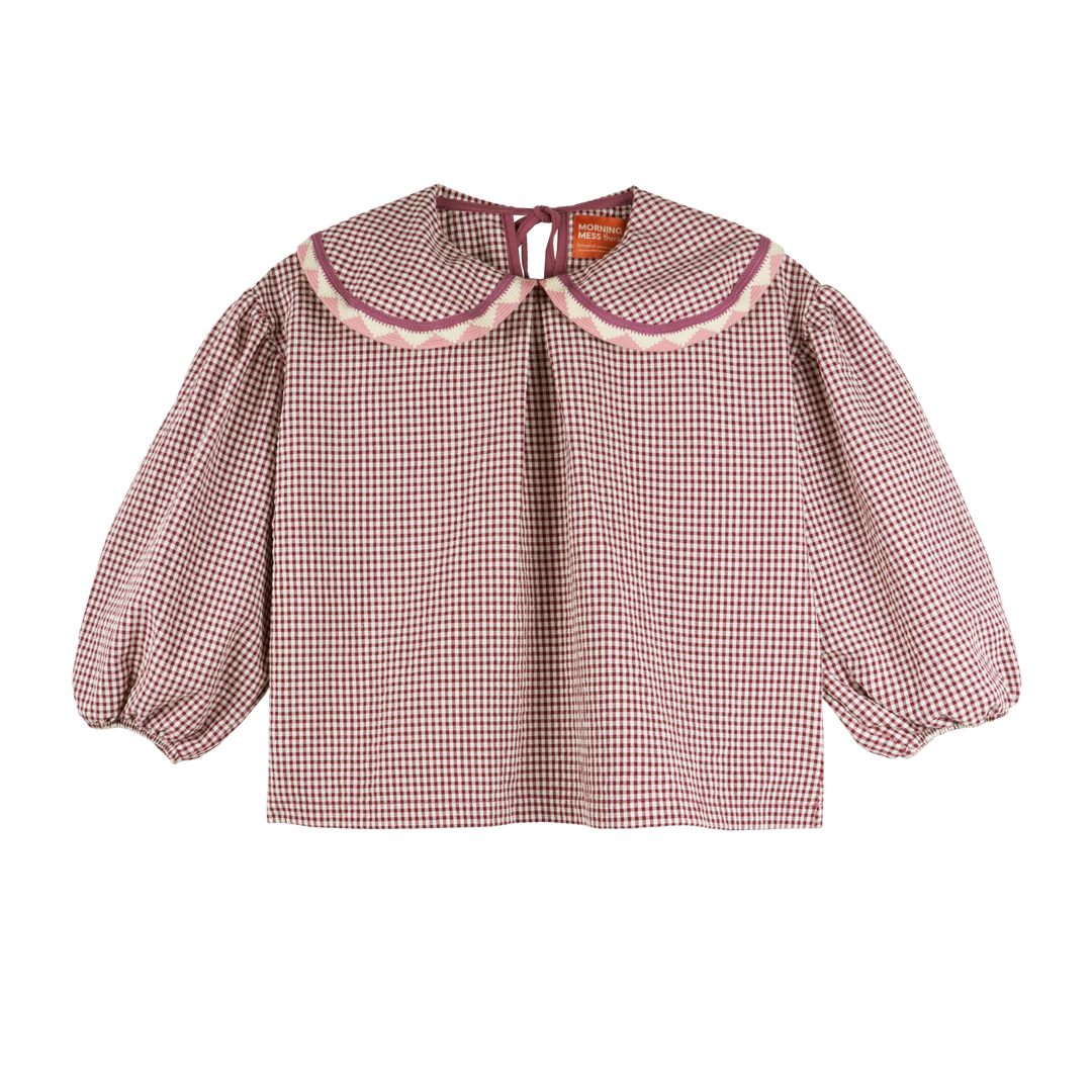MMT PETRA PETRA PETRA STATEMENT COLLAR BLOUSE GINGHAM