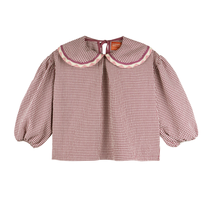 MMT PETRA PETRA PETRA STATEMENT COLLAR BLOUSE GINGHAM