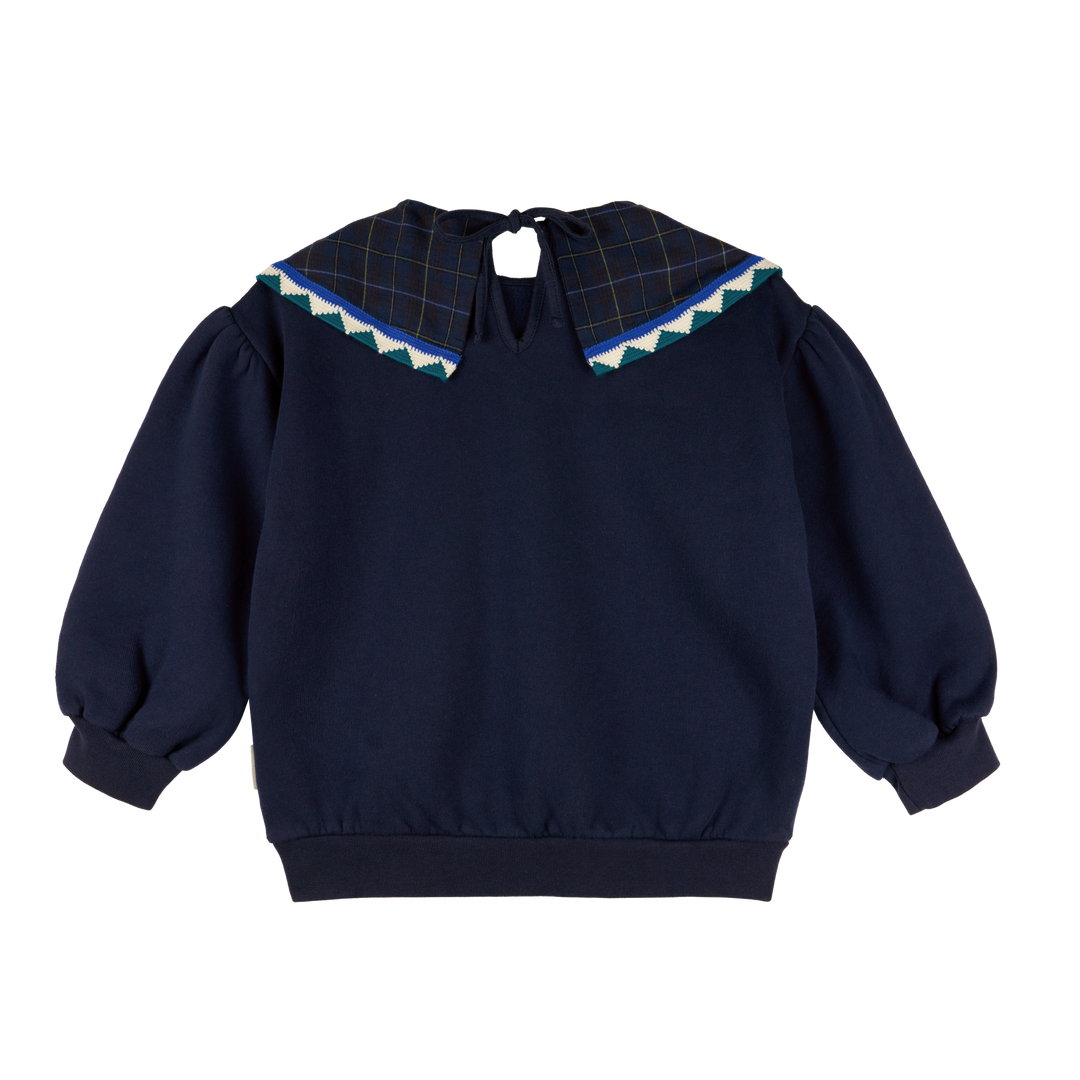 MMT ROSIE MIDNIGHT BLUE STATEMENT COLLAR SWEATSHIRT