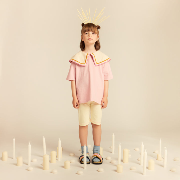 BARBARA STATEMENT COLLAR TOP-COTTON PINK