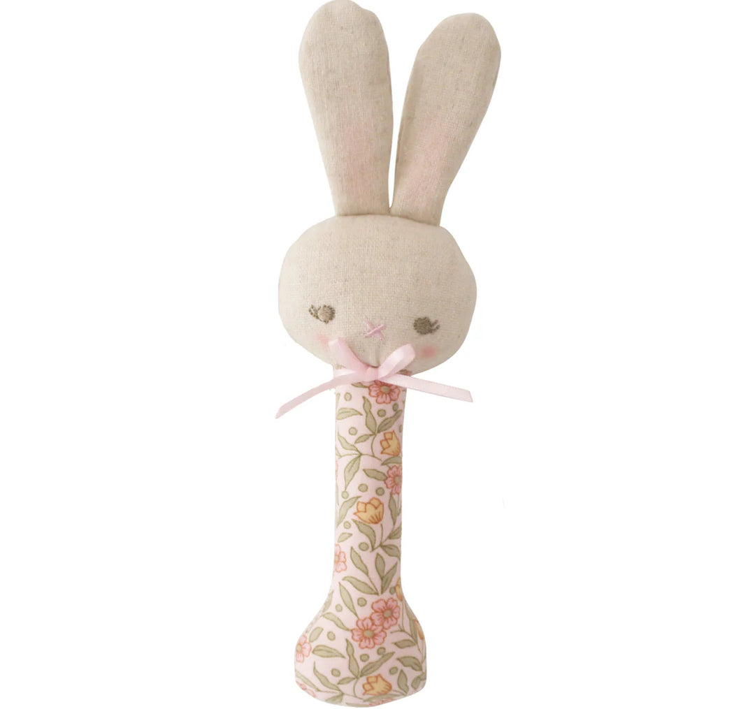 Happy Rabbit Stick N10739SB - Baby Bunny Stick Rattle Spring Blossom – whoopikids
