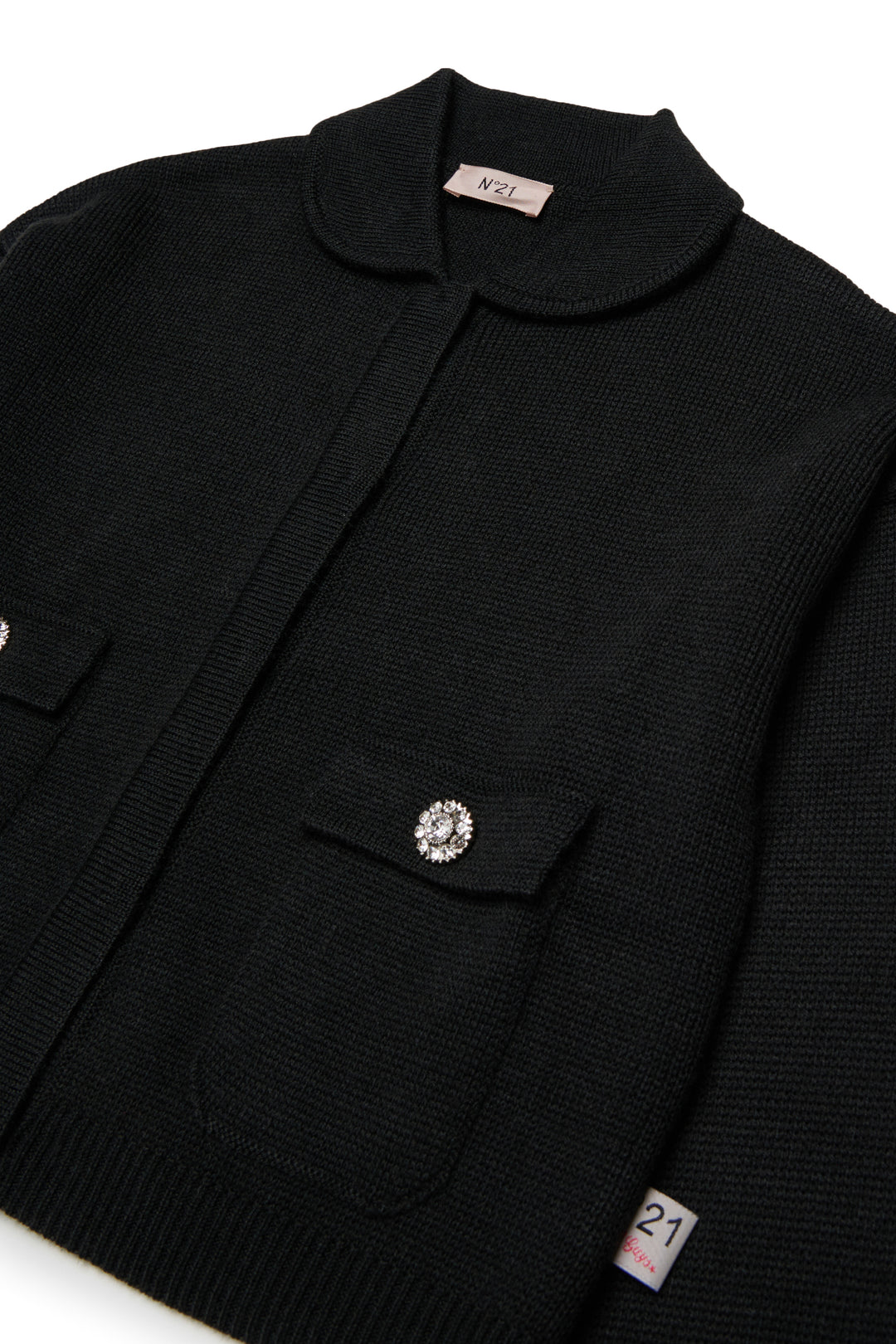 N210DP N0541 KNIT CARDIGAN WITH COLLAR AND JEWEL BUTTONS