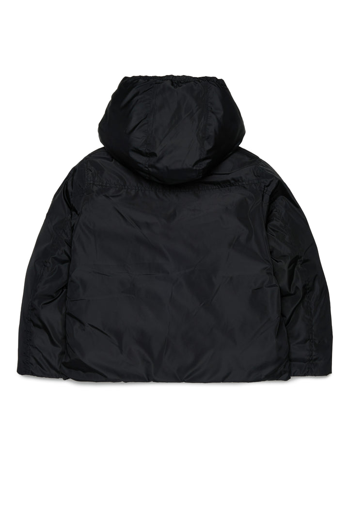 N210DW N0063 BLACK SHORT PUFFER JACKET WITH HOOD