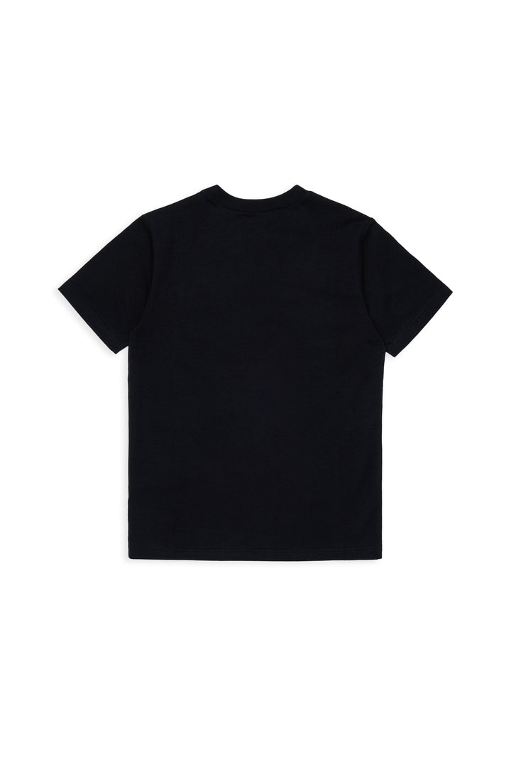 N210EF N0493 BLACK SS TEE WITH TROMP L'OEIL LOGO KEYCHAIN GRAPHIC