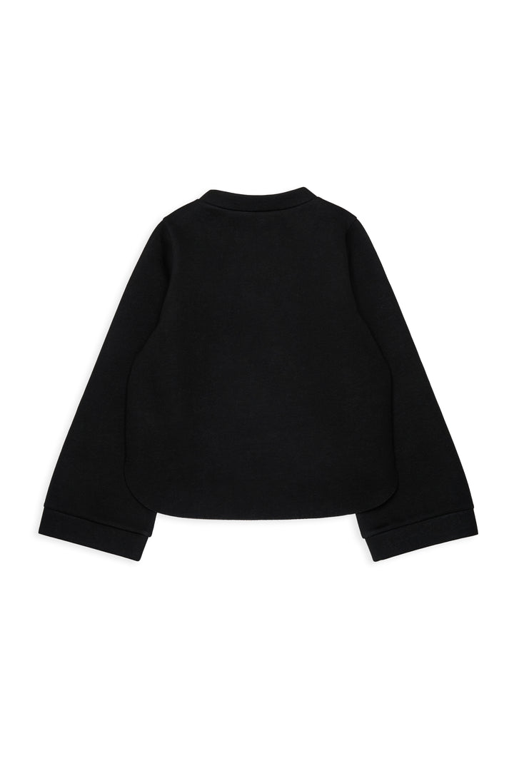 N210F1 N0516 BLACK NEOPRENE HI LO SWEATSHIRT WITH BLUE STRIPE LININIG
