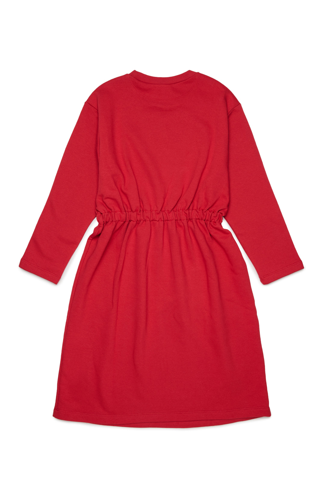 N210FN N0154 CORAL RED LS MIDI SWEAT DRESS WITH LOGO AROUND NECK