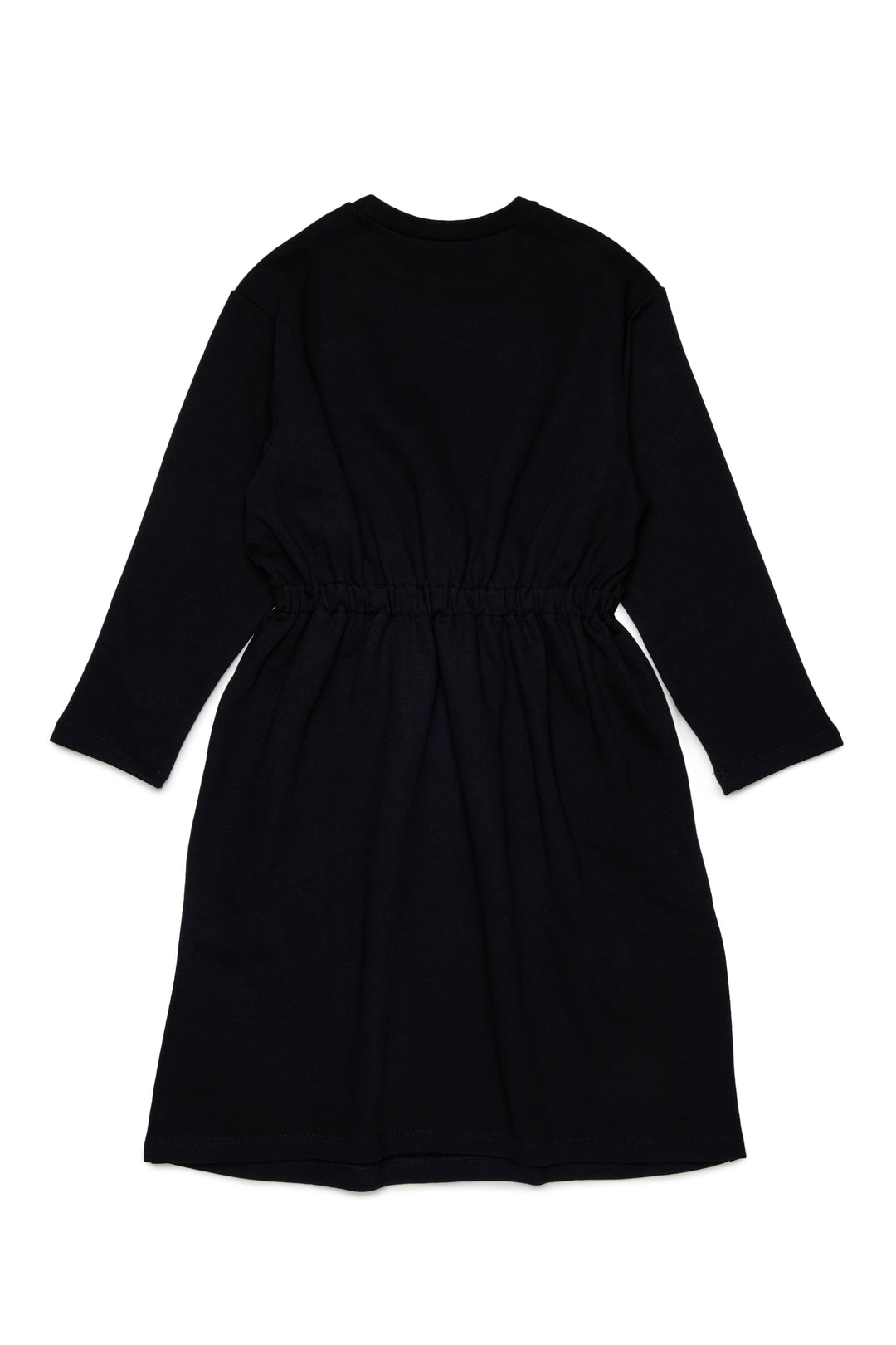 N210FN N0154 BLACK LS MIDI SWEAT DRESS WITH LOGO AROUND NECK