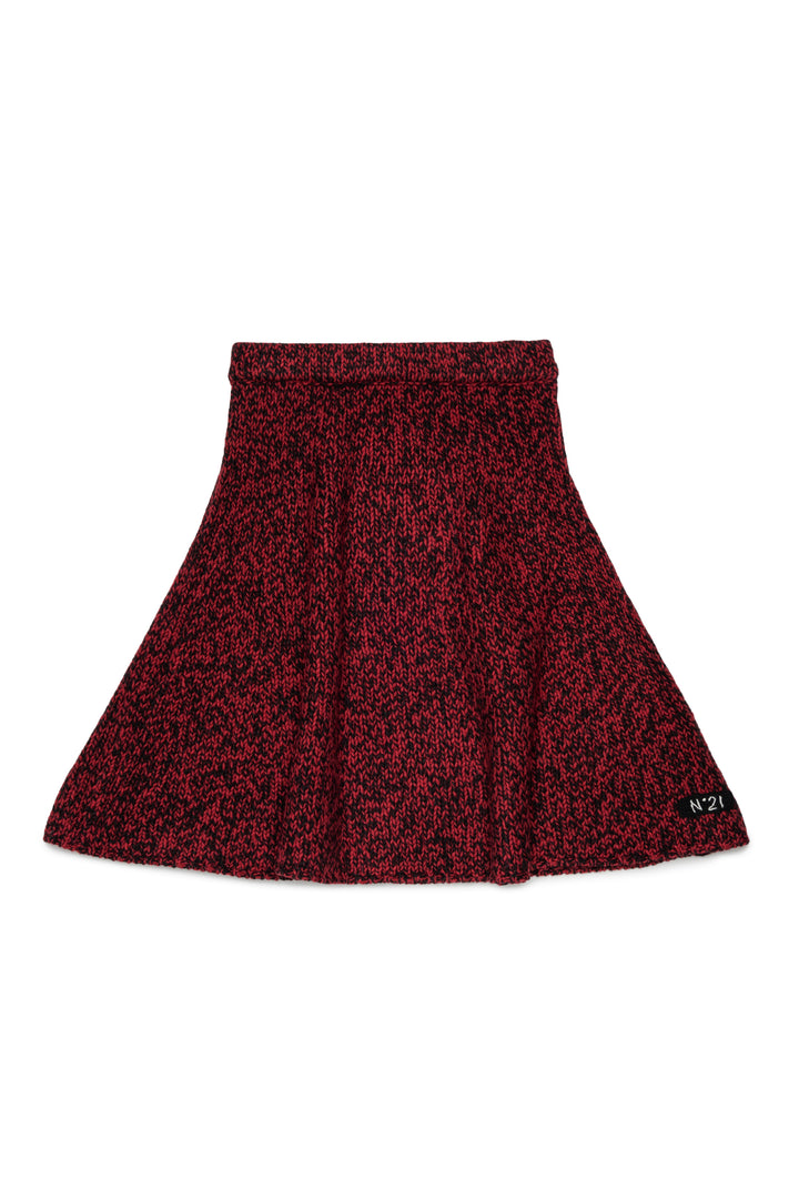 N210G0 N0545 RED SPECKLED KNIT FLAIR SKIRT