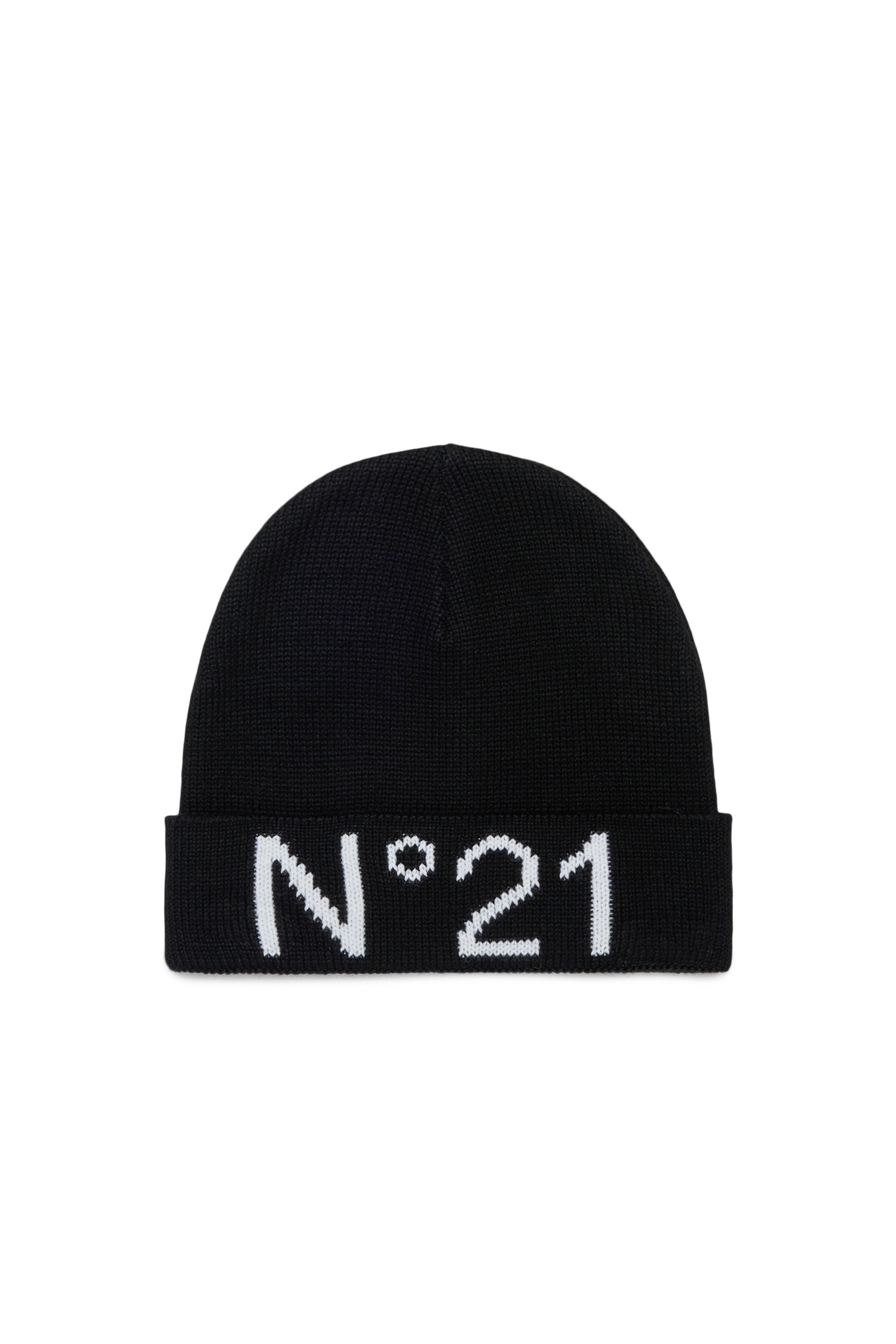 N210GF N0556 BLACK KNIT BEANIE WITH LOGO – whoopikids