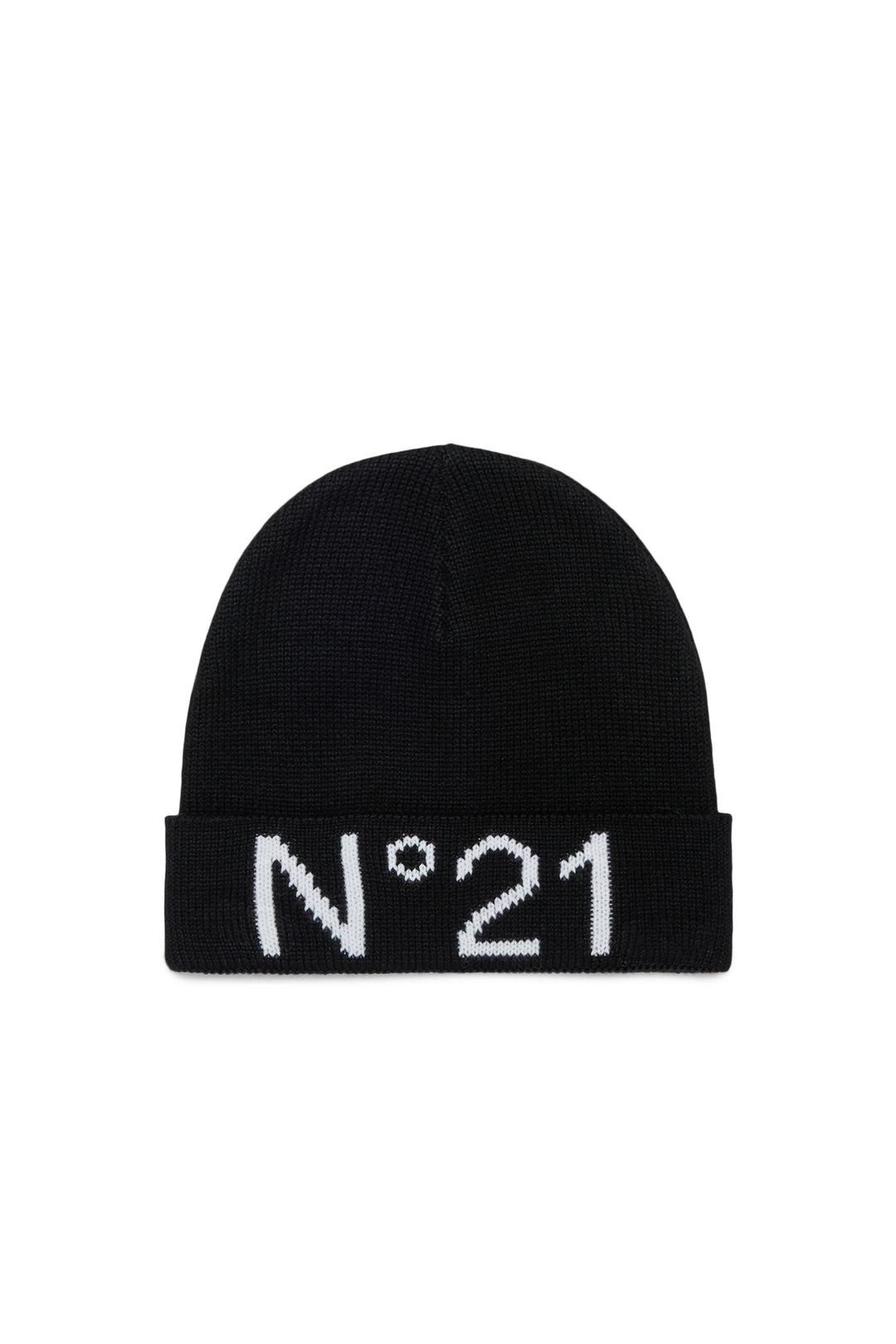 N210GF N0556 BLACK KNIT BEANIE WITH LOGO