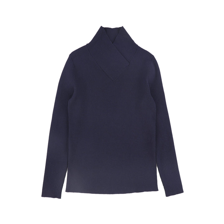 C-21804-Wrap Neck Turtleneck -Navy
