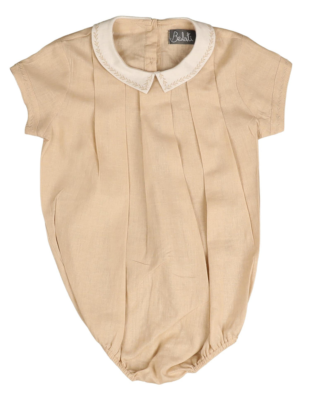 NBB439 EMBROIDERED COLLAR ROMPER-TAN